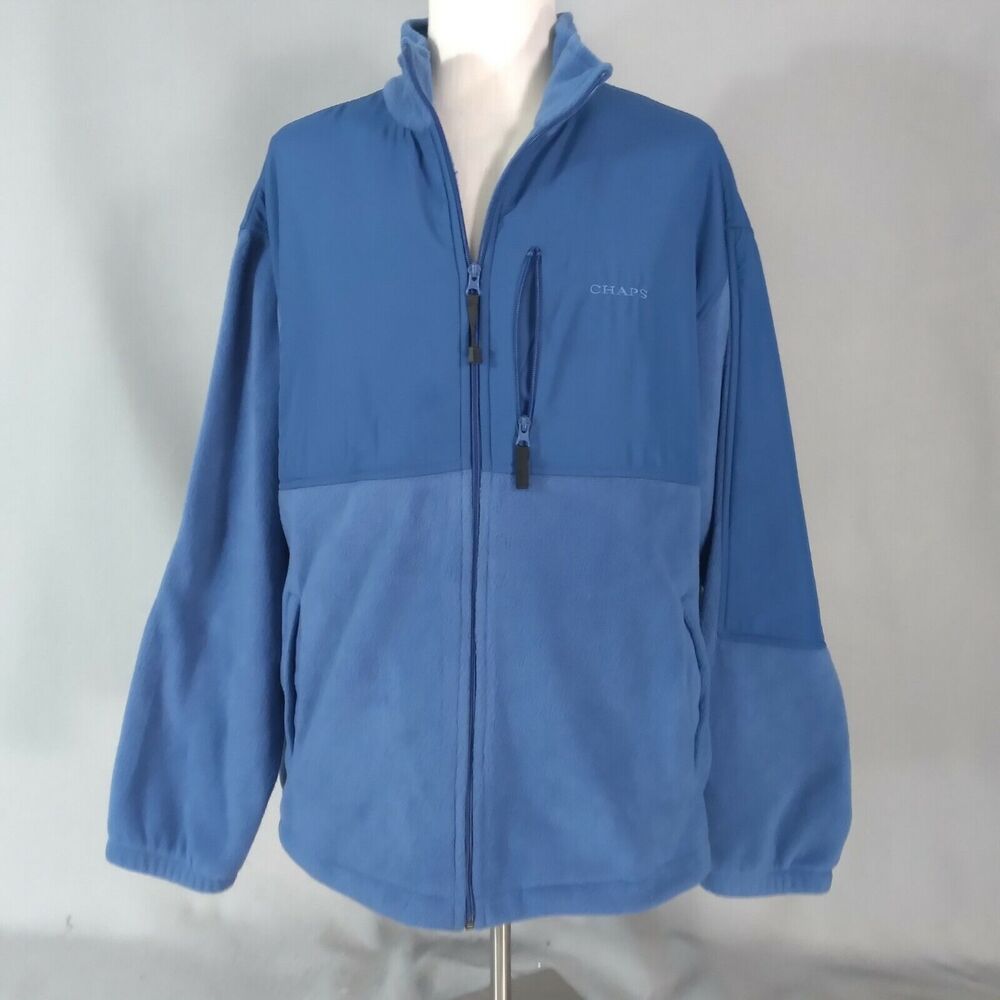 Chaps Ralph Lauren Fleece Jacket Mens 2XL Blue Full Zip Outdoor